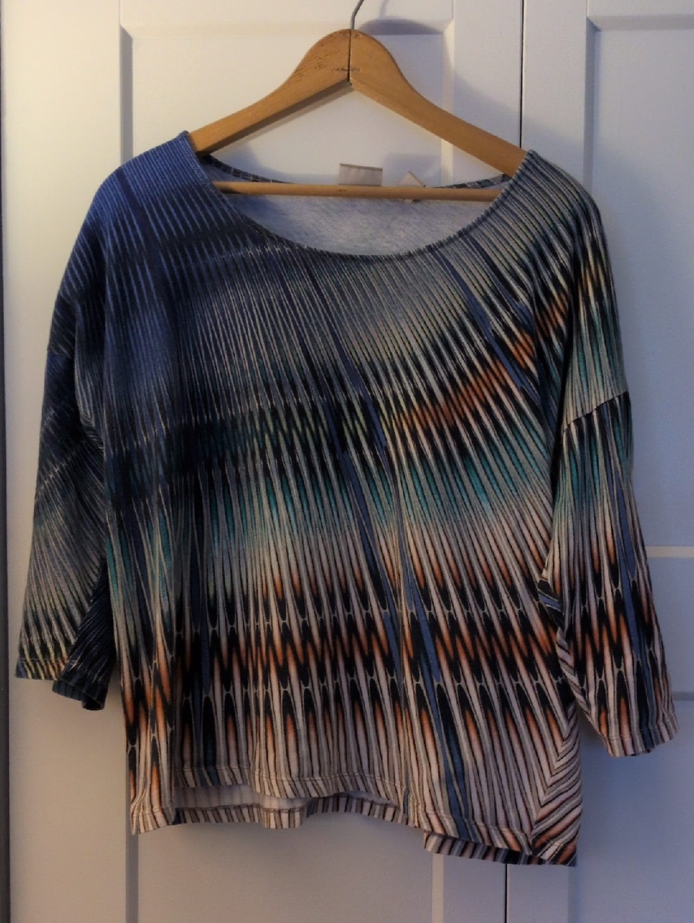 Chico's Multicolor Striped Wave Boatneck Tunic